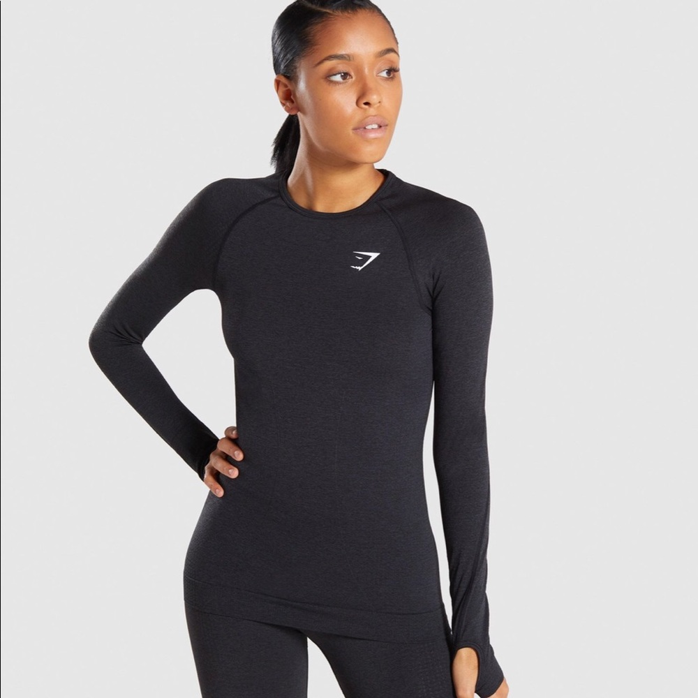 Gymshark vital seamless long sleeve black marl